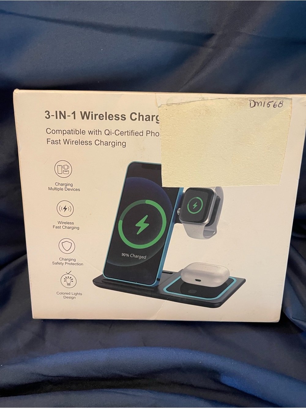 3-in-1 Wireless Charger Station for Phone, Watch & Earbuds - Black/Blue